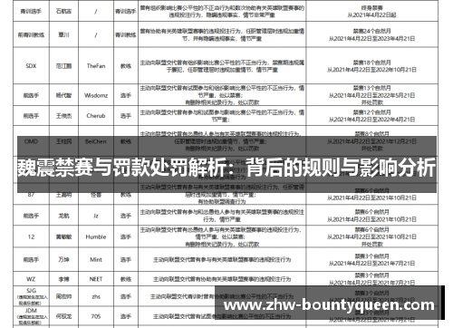 魏震禁赛与罚款处罚解析：背后的规则与影响分析