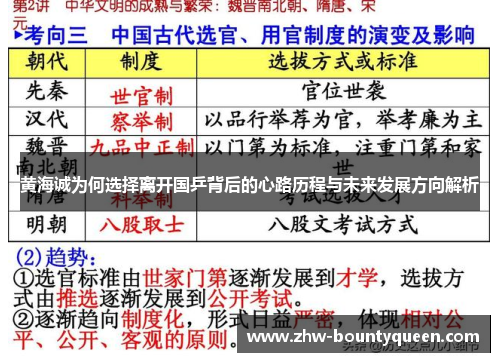 黄海诚为何选择离开国乒背后的心路历程与未来发展方向解析
